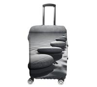 FZQVSGW Luggage Cover for Travel Grey Zen Stones Picture Fashion Luggage Covers Washable Stretch Suitcases Protector Fits 19-32 Inch Luggage, white, Small