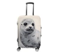 FZQVSGW Luggage Cover for Travel Harp Seal Painting Fashion Luggage Covers Washable Stretch Suitcases Protector Fits 19-32 Inch Luggage, white, XL