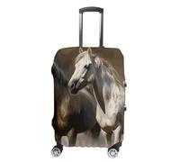 FZQVSGW Luggage Cover for Travel Horses Animals Fashion Luggage Covers Washable Stretch Suitcases Protector Fits 19-32 Inch Luggage, white, L