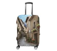 FZQVSGW Luggage Cover for Travel Italian Town Street Fashion Luggage Covers Washable Stretch Suitcases Protector Fits 19-32 Inch Luggage, white, Small