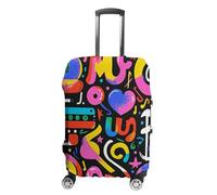 FZQVSGW Luggage Cover for Travel Music Graffiti Style Fashion Luggage Covers Washable Stretch Suitcases Protector Fits 19-32 Inch Luggage, white, M