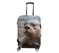 FZQVSGW Luggage Cover for Travel Otter Playing in The Water Fashion Luggage Covers Washable Stretch Suitcases Protector Fits 19-32 Inch Luggage, white, M