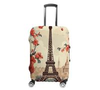 FZQVSGW Luggage Cover for Travel, Paris Vintage Floral Fashion Luggage Covers, Washable Stretch Suitcases Protector Fits 19-32 Inch Luggage, white, Small