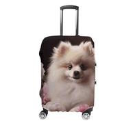 FZQVSGW Luggage Cover for Travel Pomeranian And Flowers Fashion Luggage Covers Washable Stretch Suitcases Protector Fits 19-32 Inch Luggage, white, XL