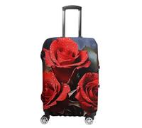 FZQVSGW Luggage Cover for Travel Romantic Red Roses Fashion Luggage Covers Washable Stretch Suitcases Protector Fits 19-32 Inch Luggage, white, Small