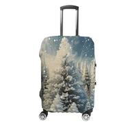 FZQVSGW Luggage Cover for Travel, Snow Wonderland Pine Tree Christmas Fashion Luggage Covers, Washable Stretch Suitcases Protector Fits 19-32 Inch Luggage, white, L