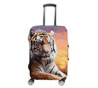 FZQVSGW Luggage Cover for Travel Tiger Colorful Sunset Fashion Luggage Covers Washable Stretch Suitcases Protector Fits 19-32 Inch Luggage, white, M