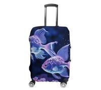 FZQVSGW Luggage Cover for Travel Two Blue Fish Fashion Luggage Covers Washable Stretch Suitcases Protector Fits 19-32 Inch Luggage, white, XL