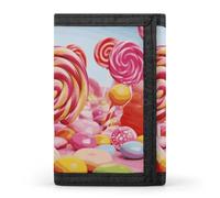 FZQVSGW Merry Christmas Santa's Gift Trifold Wallet Coin Purse With 8 Card Slots Credit Card Holder Divided Billfold Wallet, Sweet Candy, One Size, Modern