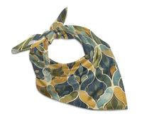 FZQVSGW Mustard Yellow And Brown Silk Scarf Head Scarf for Women Small Square Shawl Lightweight Neckerchief, Mustard Yellow and Brown, 18"x18"