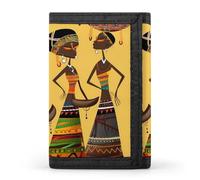 FZQVSGW Orange Background with Horse Head Trifold Wallet Coin Purse With 8 Card Slots Credit Card Holder Divided Billfold Wallet, Creative African Culture, One Size, Modern
