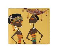 FZQVSGW Orange Background with Horse Head Wallet, Leather Bifold Wallet, Slim And Stylish PU Card Holder, Small Coin Purse, Creative African Culture, One Size