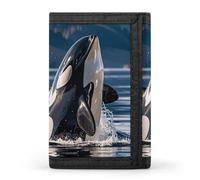 FZQVSGW Planet Stars And Galaxy Trifold Wallet Coin Purse With 8 Card Slots Credit Card Holder Divided Billfold Wallet, Orca Killer Whale, One Size, Modern