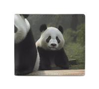FZQVSGW Planet Stars And Galaxy Wallet, Leather Bifold Wallet, Slim And Stylish PU Card Holder, Small Coin Purse, Cute Panda, One Size