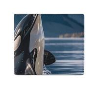FZQVSGW Planet Stars And Galaxy Wallet, Leather Bifold Wallet, Slim And Stylish PU Card Holder, Small Coin Purse, Orca Killer Whale, One Size