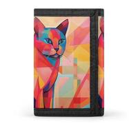 FZQVSGW Rocks And Pebbles Trifold Wallet Coin Purse With 8 Card Slots Credit Card Holder Divided Billfold Wallet, Mid Century Modern Art Cat, One Size, Modern