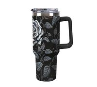 FZQVSGW Rose Gothic 40 Oz Tumbler with Handle And Straw Stainless Steel Vacuum Insulated Tumblers Reusable Keep Drinks Cold Coffee Cup Holder Friendly Gifts for Women Men Car Gym Travel