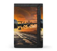 FZQVSGW Sausage on Fire Trifold Wallet Coin Purse With 8 Card Slots Credit Card Holder Divided Billfold Wallet, Military Plane Landing On Airforce Runways Ag, One Size, Modern