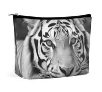 FZQVSGW Small Cosmetic Bag Elegant Roomy Beach Surf Makeup Bags Portable Zipper Pouch Lipstick Bag Travel Toiletry Bag for Best Friend Gift, Black White Tiger, One Size