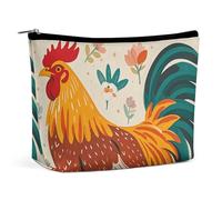 FZQVSGW Small Cosmetic Bag Elegant Roomy Boat Beach Sunrise Time Nautical Makeup Bags Portable Zipper Pouch Lipstick Bag Travel Toiletry Bag for Best Friend Gift, Chicken And Rooster Print, One Size
