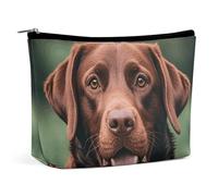FZQVSGW Small Cosmetic Bag Elegant Roomy Boat Beach Sunrise Time Nautical Makeup Bags Portable Zipper Pouch Lipstick Bag Travel Toiletry Bag for Best Friend Gift, Brown Labrador Retriever, One Size