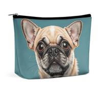 FZQVSGW Small Cosmetic Bag Elegant Roomy Cute Bulldog Makeup Bags Portable Zipper Pouch Lipstick Bag Travel Toiletry Bag for Best Friend Gift, Cute Chihuahua Pug, One Size
