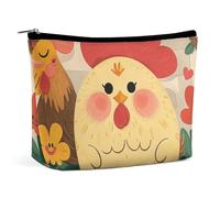 FZQVSGW Small Cosmetic Bag Elegant Roomy Cute Bulldog Makeup Bags Portable Zipper Pouch Lipstick Bag Travel Toiletry Bag for Best Friend Gift, Cute Rooster Chickens, One Size