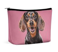 FZQVSGW Small Cosmetic Bag Elegant Roomy Cute Bulldog Makeup Bags Portable Zipper Pouch Lipstick Bag Travel Toiletry Bag for Best Friend Gift, Dachshund Weiner Pet Dogs, One Size