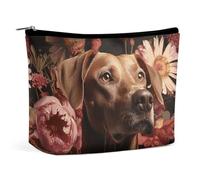 FZQVSGW Small Cosmetic Bag Elegant Roomy Falcon Fighter Makeup Bags Portable Zipper Pouch Lipstick Bag Travel Toiletry Bag for Best Friend Gift, Brown Dog, One Size