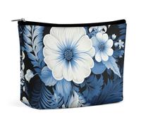 FZQVSGW Small Cosmetic Bag Elegant Roomy Falcon Fighter Makeup Bags Portable Zipper Pouch Lipstick Bag Travel Toiletry Bag for Best Friend Gift, Blue and white floral pattern, One Size