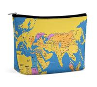 FZQVSGW Small Cosmetic Bag Elegant Roomy Italy-Tuscan Makeup Bags Portable Zipper Pouch Lipstick Bag Travel Toiletry Bag for Best Friend Gift, World Geography Map, One Size