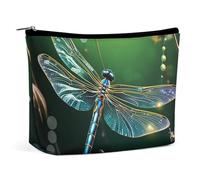 FZQVSGW Small Cosmetic Bag Elegant Roomy Ladybugs Pattern Infinite Speckled Makeup Bags Portable Zipper Pouch Lipstick Bag Travel Toiletry Bag for Best Friend Gift, Dragonfly Green, One Size