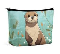 FZQVSGW Small Cosmetic Bag Elegant Roomy Ladybugs Pattern Infinite Speckled Makeup Bags Portable Zipper Pouch Lipstick Bag Travel Toiletry Bag for Best Friend Gift, Cartoon Cute Otter, One Size
