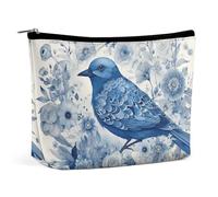 FZQVSGW Small Cosmetic Bag Elegant Roomy Ladybugs Pattern Infinite Speckled Makeup Bags Portable Zipper Pouch Lipstick Bag Travel Toiletry Bag for Best Friend Gift, Bluebird and Flowers, One Size