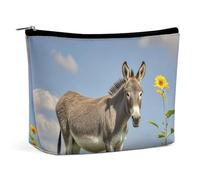 FZQVSGW Small Cosmetic Bag Elegant Roomy Paper Cut Flower Makeup Bags Portable Zipper Pouch Lipstick Bag Travel Toiletry Bag for Best Friend Gift, donkey and flower, One Size