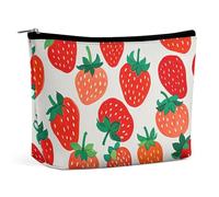 FZQVSGW Small Cosmetic Bag Elegant Roomy Puerto Rico Flags Frog Palm Trees Makeup Bags Portable Zipper Pouch Lipstick Bag Travel Toiletry Bag for Best Friend Gift, Strawberry pattern, One Size