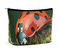 FZQVSGW Small Cosmetic Bag Elegant Roomy Puerto Rico Flags Frog Palm Trees Makeup Bags Portable Zipper Pouch Lipstick Bag Travel Toiletry Bag for Best Friend Gift, red ladybug Dasisy, One Size