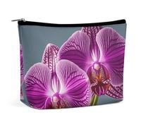 FZQVSGW Small Cosmetic Bag Elegant Roomy Puerto Rico Flags Frog Palm Trees Makeup Bags Portable Zipper Pouch Lipstick Bag Travel Toiletry Bag for Best Friend Gift, Purple orchids print, One Size