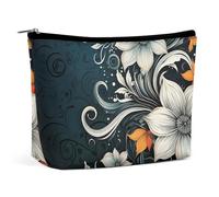 FZQVSGW Small Cosmetic Bag Elegant Roomy Red Pandas Makeup Bags Portable Zipper Pouch Lipstick Bag Travel Toiletry Bag for Best Friend Gift, Novelty Boho Abstract Flowers, One Size