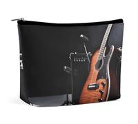 FZQVSGW Small Cosmetic Bag Elegant Roomy Rocks And Pebbles Makeup Bags Portable Zipper Pouch Lipstick Bag Travel Toiletry Bag for Best Friend Gift, Musical Instrument Guitar, One Size