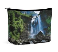 FZQVSGW Small Cosmetic Bag Elegant Roomy Scenic Mountain Waterfall Makeup Bags Portable Zipper Pouch Lipstick Bag Travel Toiletry Bag for Best Friend Gift, Scenic mountain waterfall, One Size