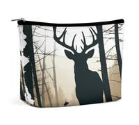 FZQVSGW Small Cosmetic Bag Elegant Roomy Some Lilies of The Valley Makeup Bags Portable Zipper Pouch Lipstick Bag Travel Toiletry Bag for Best Friend Gift, Deer Silhouette, One Size