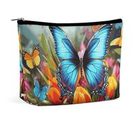 FZQVSGW Small Cosmetic Bag Elegant Roomy Watercolor Duck Makeup Bags Portable Zipper Pouch Lipstick Bag Travel Toiletry Bag for Best Friend Gift, Colourful Butterfly and Floral, One Size