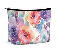 FZQVSGW Small Cosmetic Bag Elegant Roomy Watercolor Duck Makeup Bags Portable Zipper Pouch Lipstick Bag Travel Toiletry Bag for Best Friend Gift, Watercolor Floral, One Size