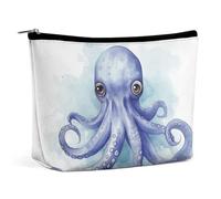 FZQVSGW Small Cosmetic Bag Elegant Roomy Watercolor Duck Makeup Bags Portable Zipper Pouch Lipstick Bag Travel Toiletry Bag for Best Friend Gift, Blue little octopus, One Size