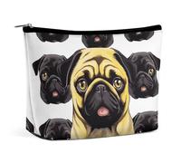 FZQVSGW Small Cosmetic Bag Elegant Roomy White Water Lily Makeup Bags Portable Zipper Pouch Lipstick Bag Travel Toiletry Bag for Best Friend Gift, Black Yellow Pug, One Size