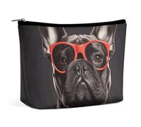 FZQVSGW Small Cosmetic Bag Elegant Roomy White Water Lily Makeup Bags Portable Zipper Pouch Lipstick Bag Travel Toiletry Bag for Best Friend Gift, French Bulldog, One Size