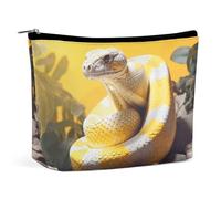 FZQVSGW Small Cosmetic Bag Elegant Roomy Yellow And White Python Makeup Bags Portable Zipper Pouch Lipstick Bag Travel Toiletry Bag for Best Friend Gift, Yellow and White Python, One Size