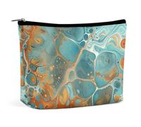 FZQVSGW Small Cosmetic Bag Elegant Roomy Yellow And White Python Makeup Bags Portable Zipper Pouch Lipstick Bag Travel Toiletry Bag for Best Friend Gift, Orange and Turquoise, One Size