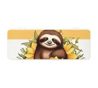FZQVSGW Stationery Box with Detachable Design Creative Minimalist Storage Box Cartoon Sloth Sitting on Sunflower ABS Durable Pencil Case 180° Lay-Flat & Secure Snap Closure for Office Supplies